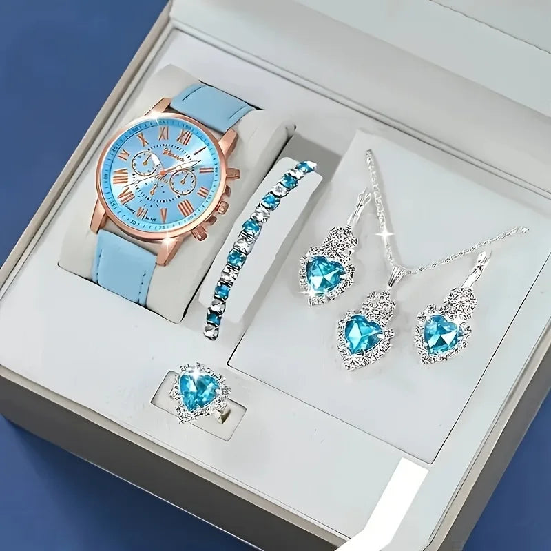 Aurora Blue Luxury Jewelry & Watch Set - ZM